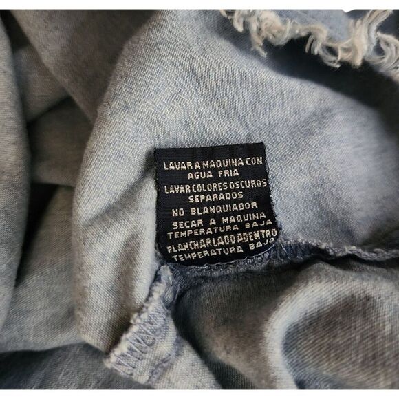 Taxi Shirt Dress Denim Jean Roll Tab Sleeve Womens 2XL Blue Raw Hem - Picture 10 of 11